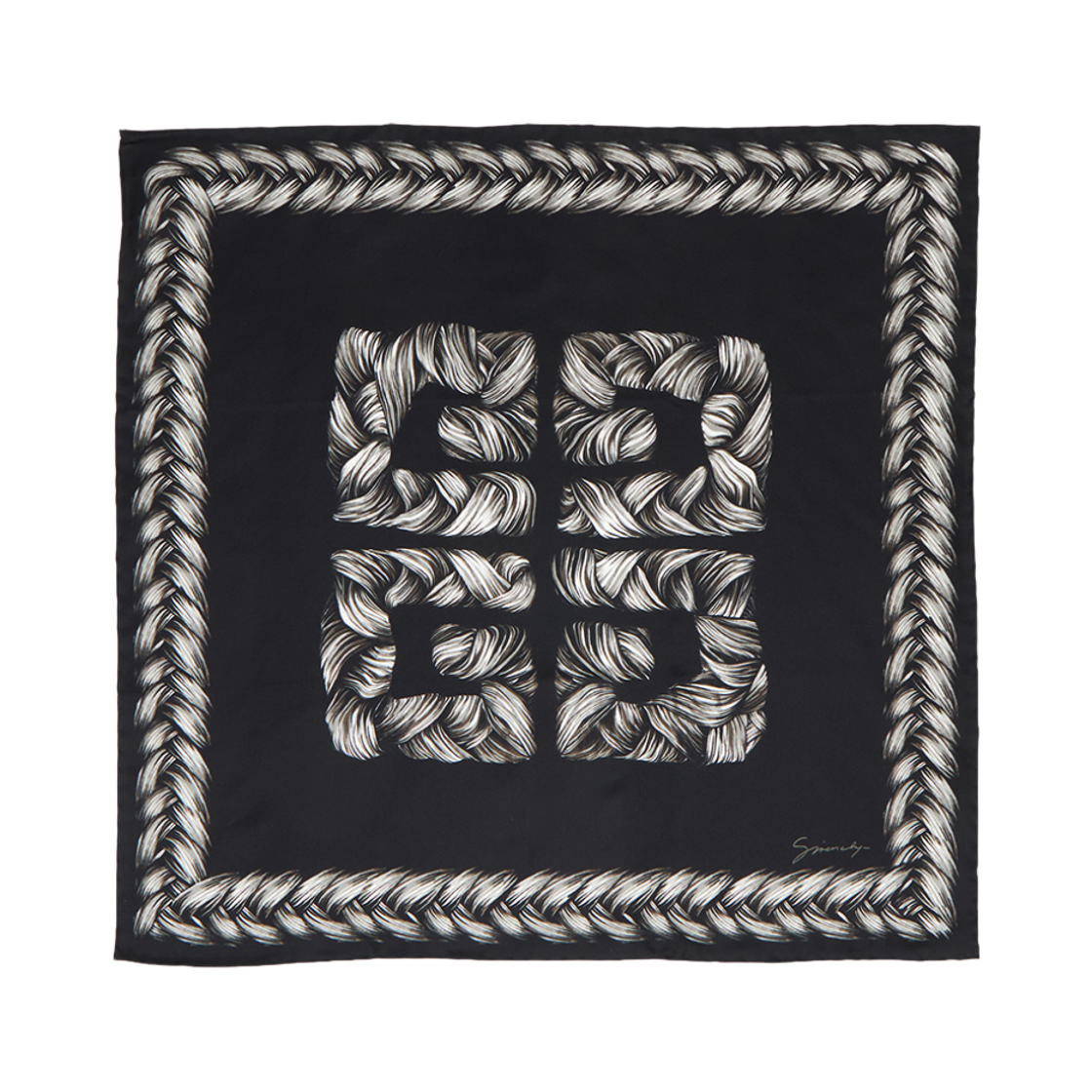 (W) 지방시 실크 스카프 블랙((W) Givenchy Silk Scarf Black)
