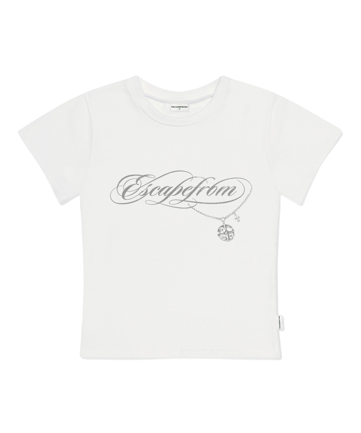 E261STS064IV Escapefrom ESCF Chain Print Slim Fit T-Shirt Ivory