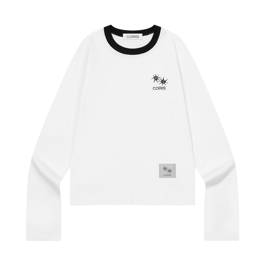 C-P00000IK Coiris Rora Small Logo Round Neck Long Sleeve T White