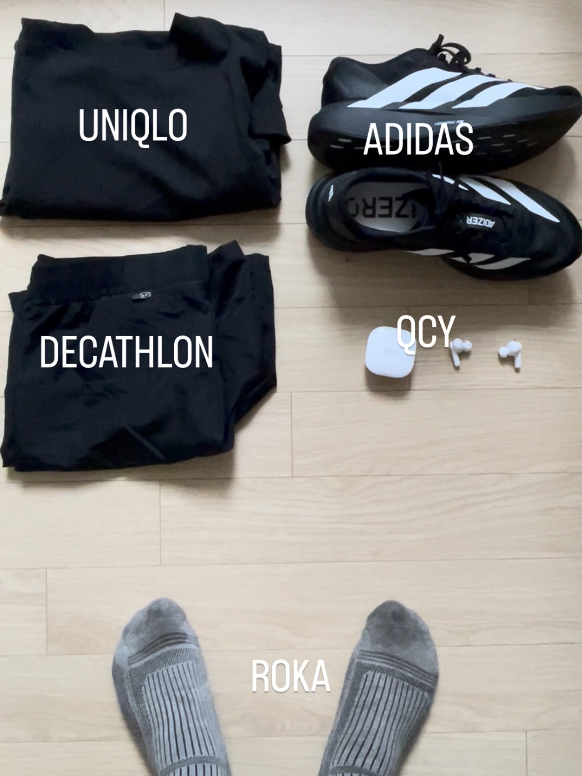 Adidas Adizero EVO SL Core Black Cloud White 착용 스타일
