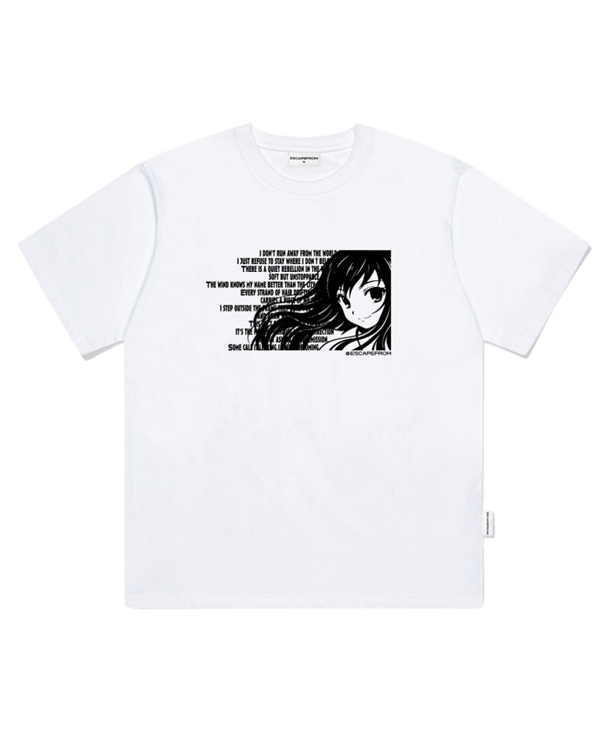 이스케이프프롬 프레임 걸 프린트 오버핏 반팔티 화이트(Escapefrom Frame Girl Print Oversized T-Shirt White)