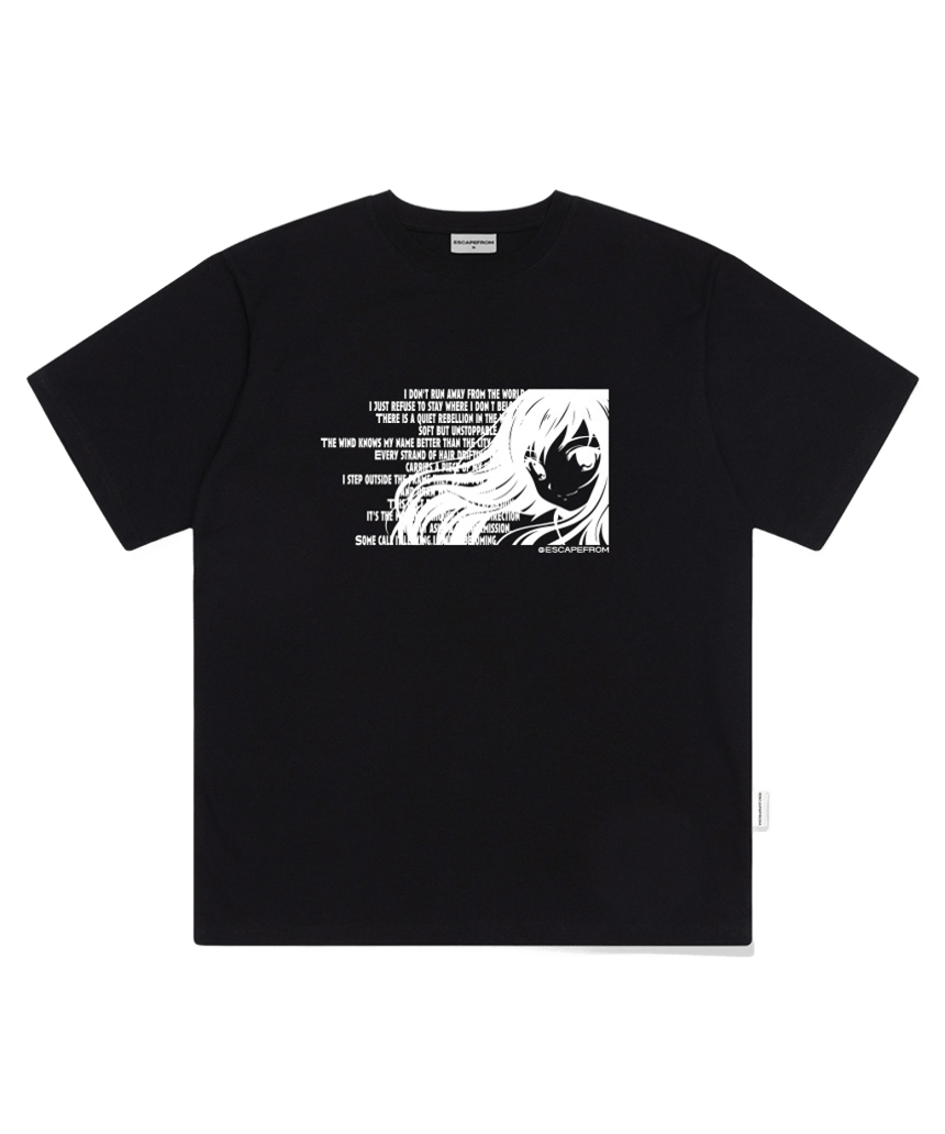 이스케이프프롬 프레임 걸 프린트 오버핏 반팔티 블랙(Escapefrom Frame Girl Print Oversized T-Shirt Black)