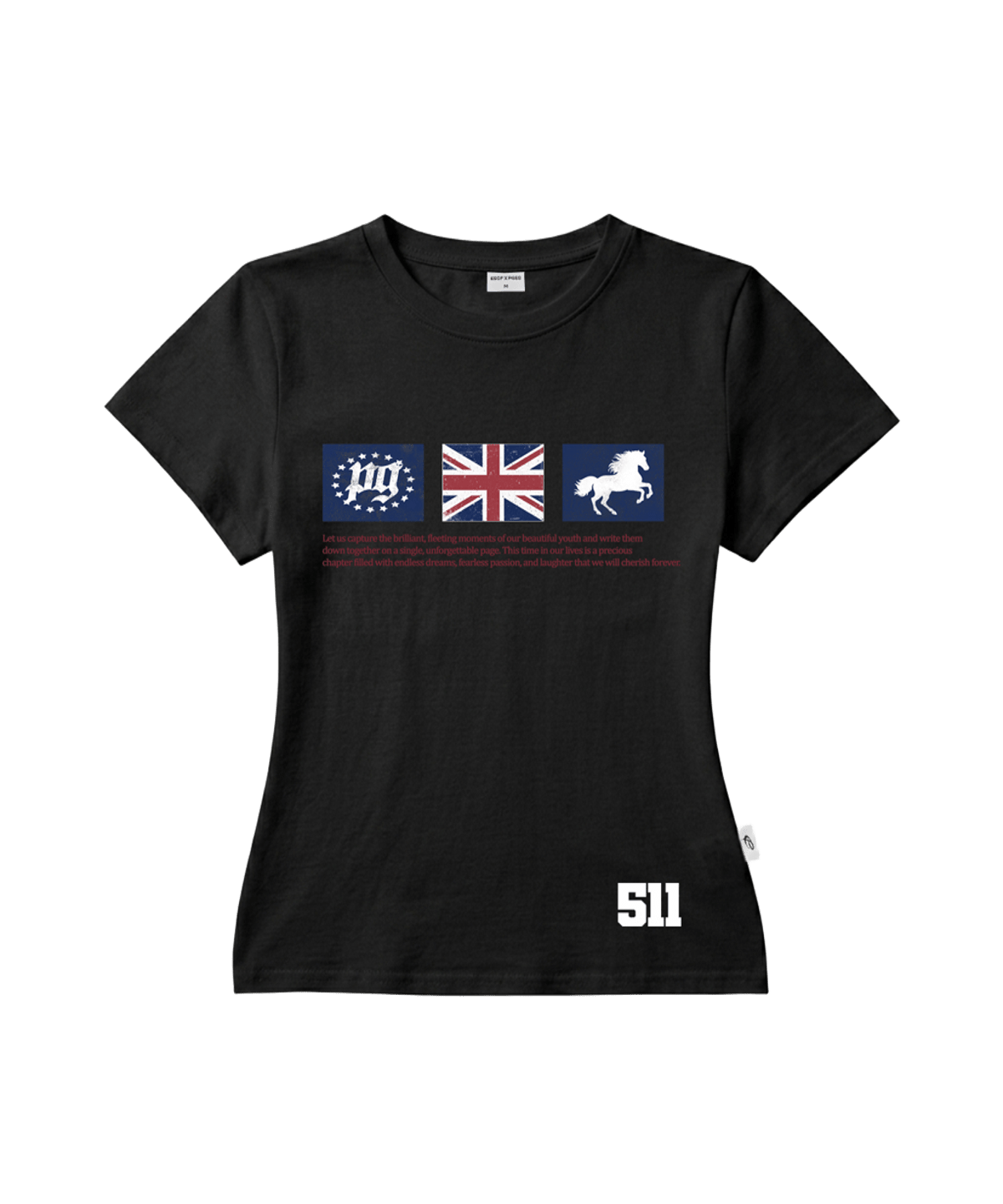 P261STS036BK pagesiisii PG Star Print Slim Fit T-Shirt Black