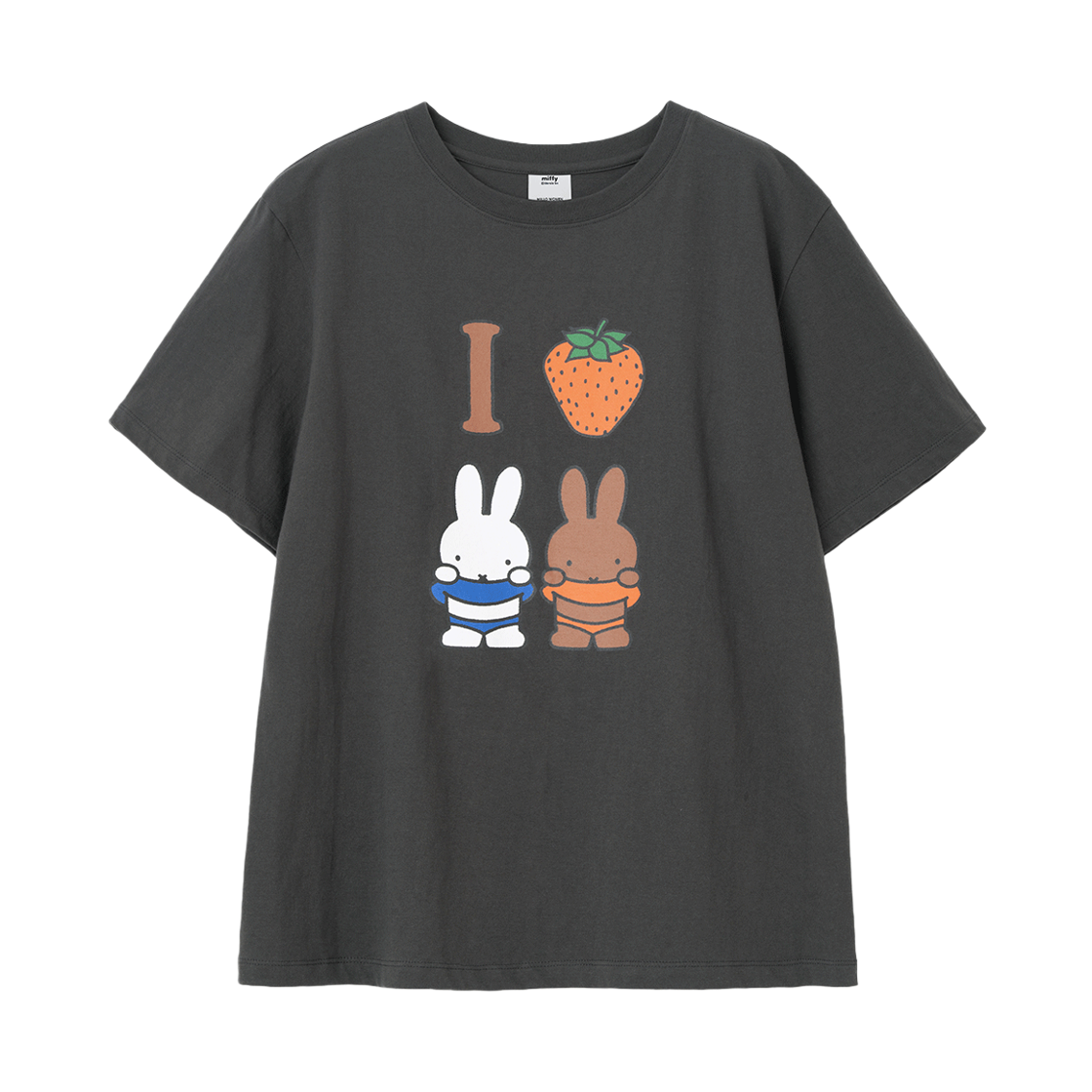 밀로 우먼 x 미피 아이 러브 미피 티셔츠 차콜(MILLO WOMEN x miffy I Love Miffy T-Shirt Charcoal)