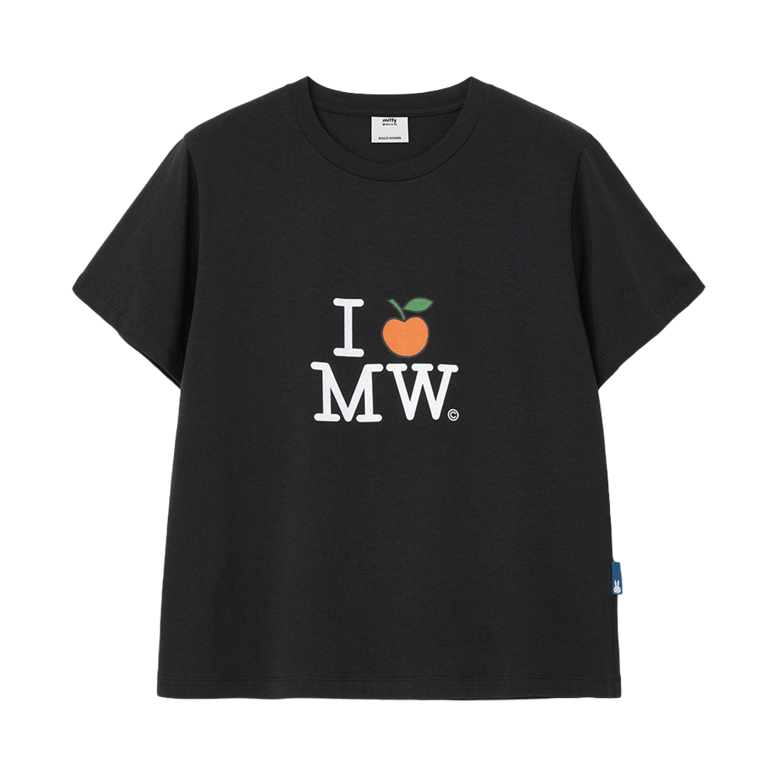 밀로 우먼 x 미피 I APPLE MW 티셔츠 블랙(MILLO WOMEN x miffyI Apple MW T-Shirt Black)