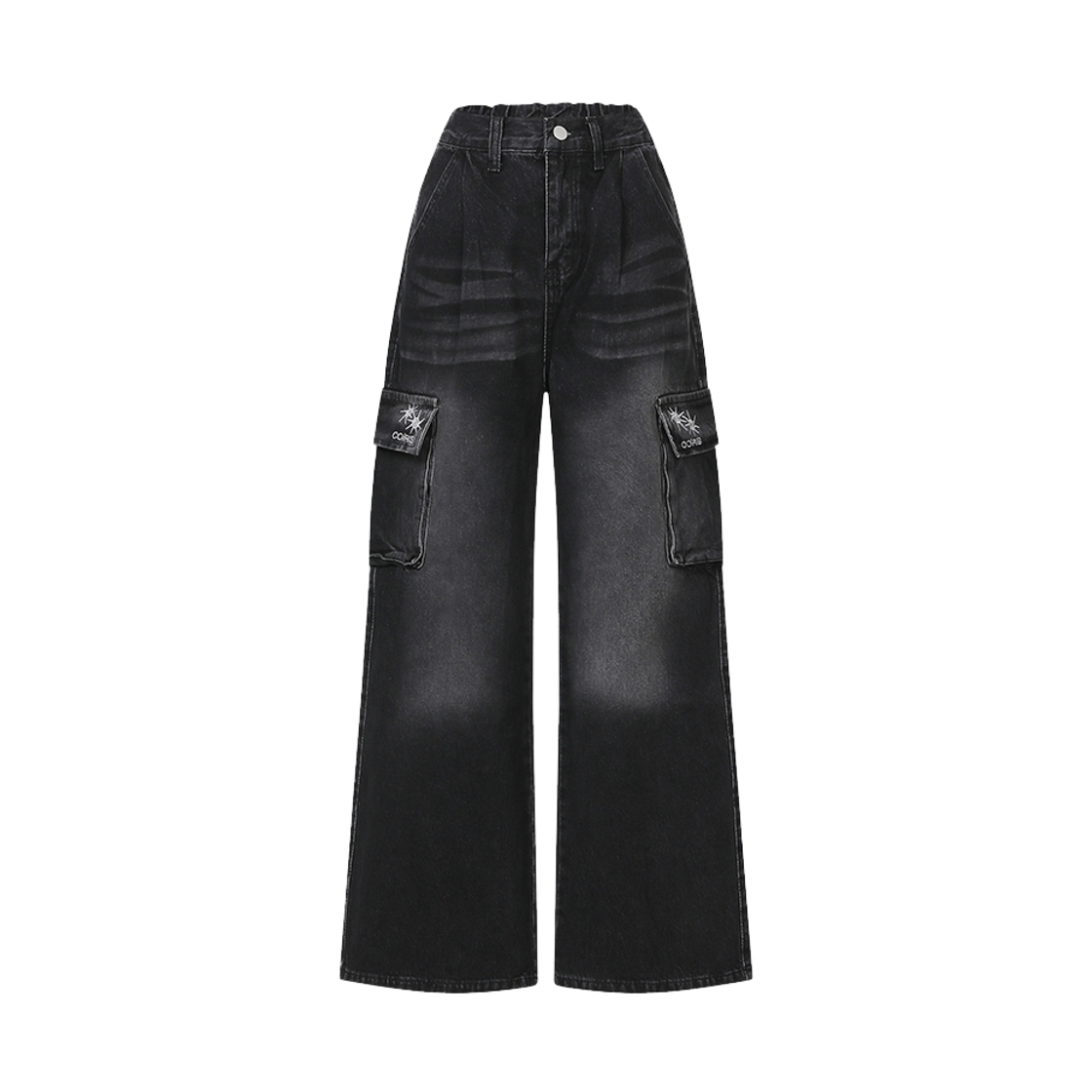 C-P00000GP Coiris Gaon Wide Cargo Denim Bending Pants Black