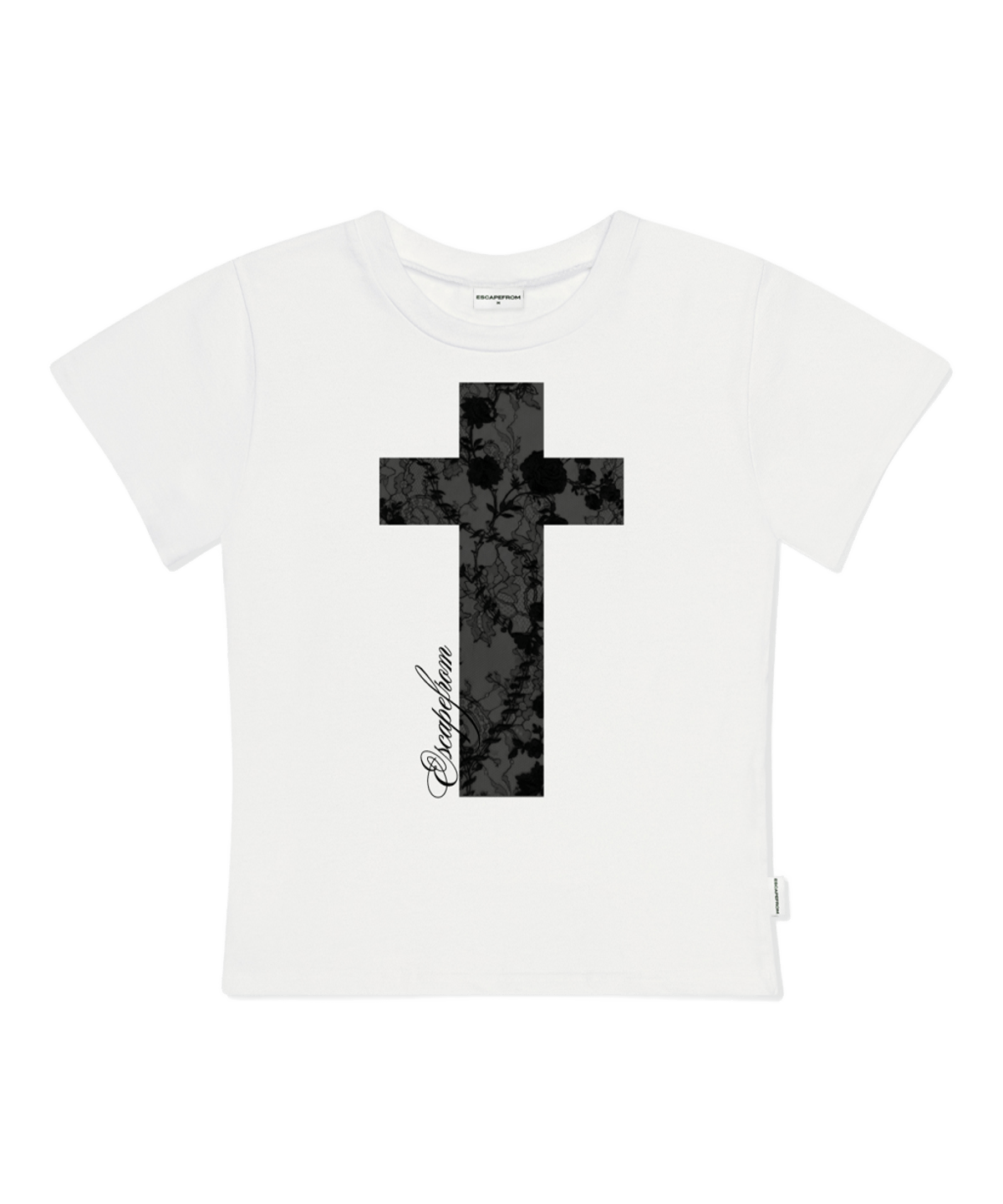 E261STS094IV Escapefrom Lace Road Print Slim Fit T-Shirt Ivory