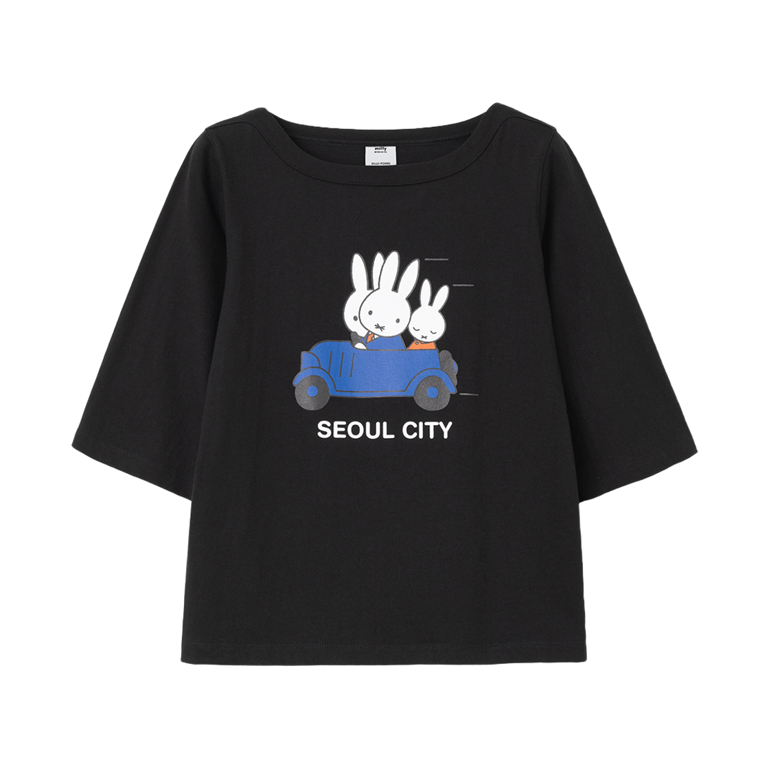 밀로 우먼 x 미피 미피 & 서울 시티 티셔츠 블랙(MILLO WOMEN x miffy Miffy & Seoul City T-Shirt Black)