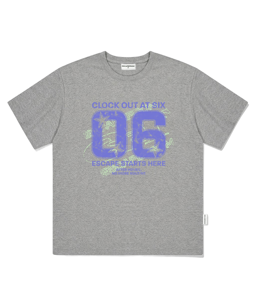 E261OTS103GR Escapefrom 06 ESCF Print Oversized T-Shirt Gray