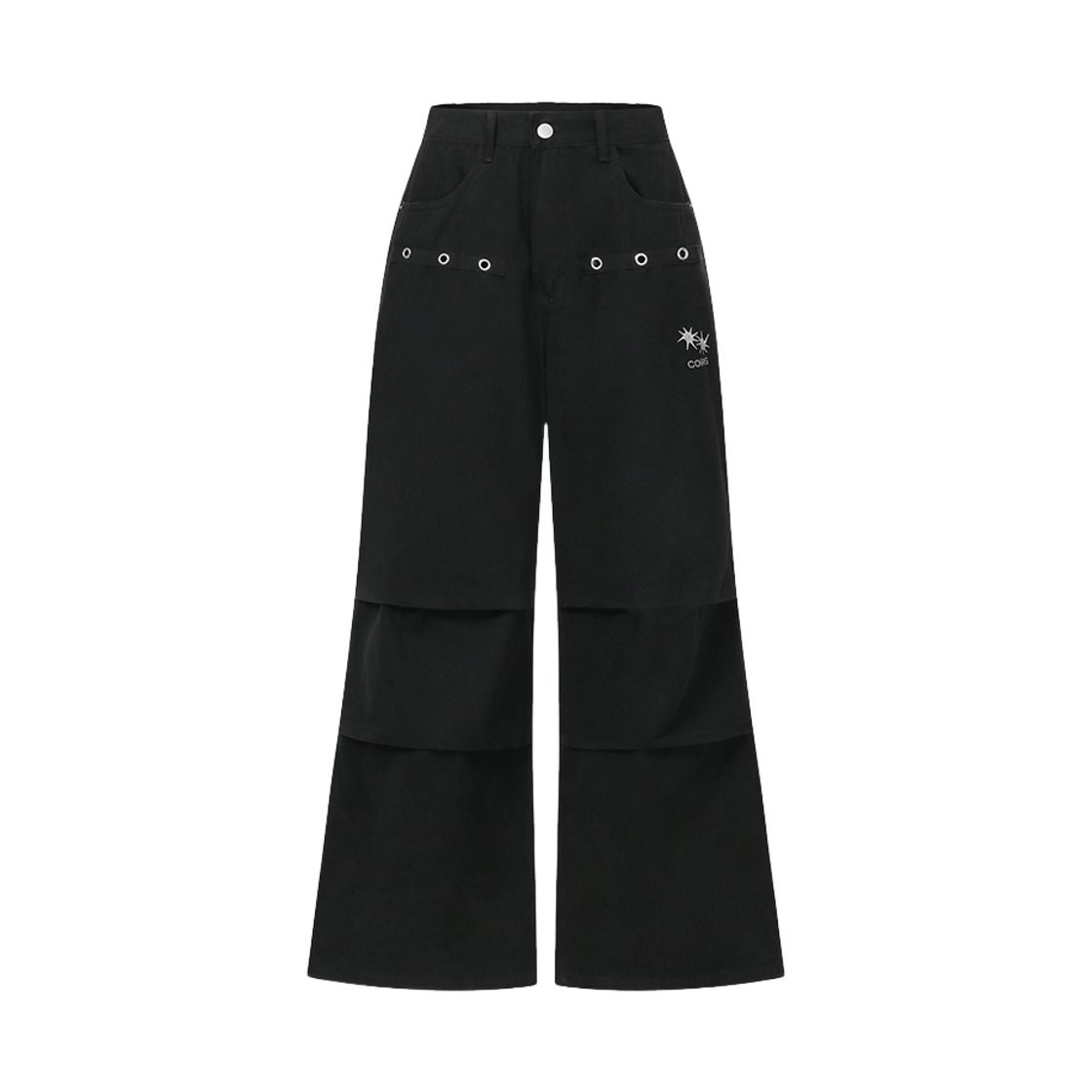 C-P00000DJ Coiris Dren Back Dirty Logo Parachute Cotton Pants Unisex Black
