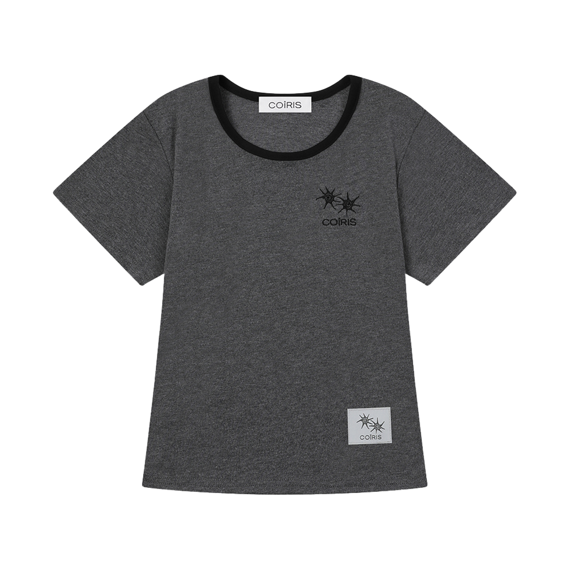 C-P00000HA Coiris Rora Small Logo U-Neck Half T Charcoal