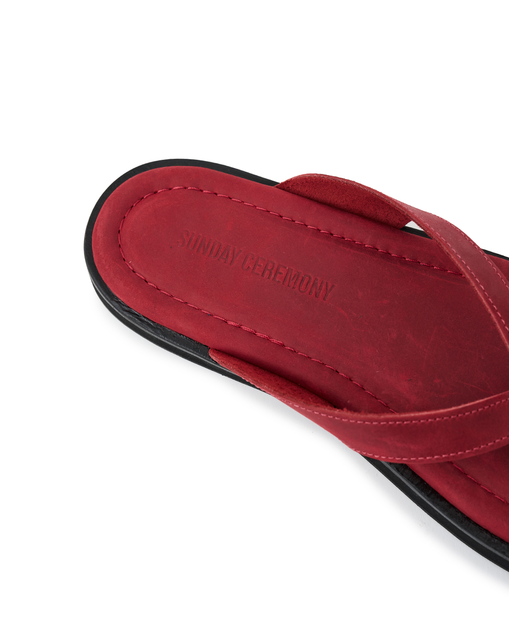 선데이세레머니 빈티지 레더 플립 플랍 - 레드(SUNDAY CEREMONY Vintage Leather Flip Flops - Red) - 5