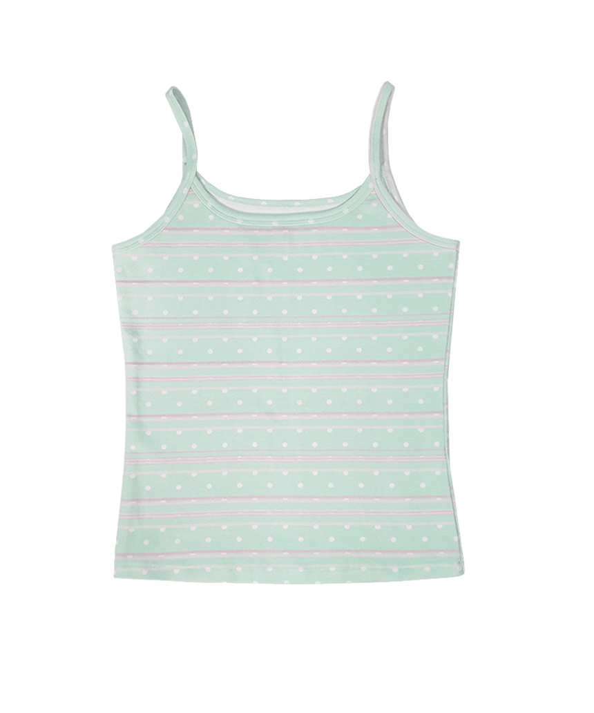 E261SL010RR Escapefrom Dot Stripe All-Over Print Sleeveless Top White