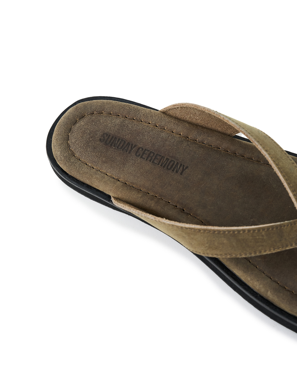 선데이세레머니 빈티지 레더 플립 플랍 - 올리브(SUNDAY CEREMONY Vintage Leather Flip Flops - Olive) - 5