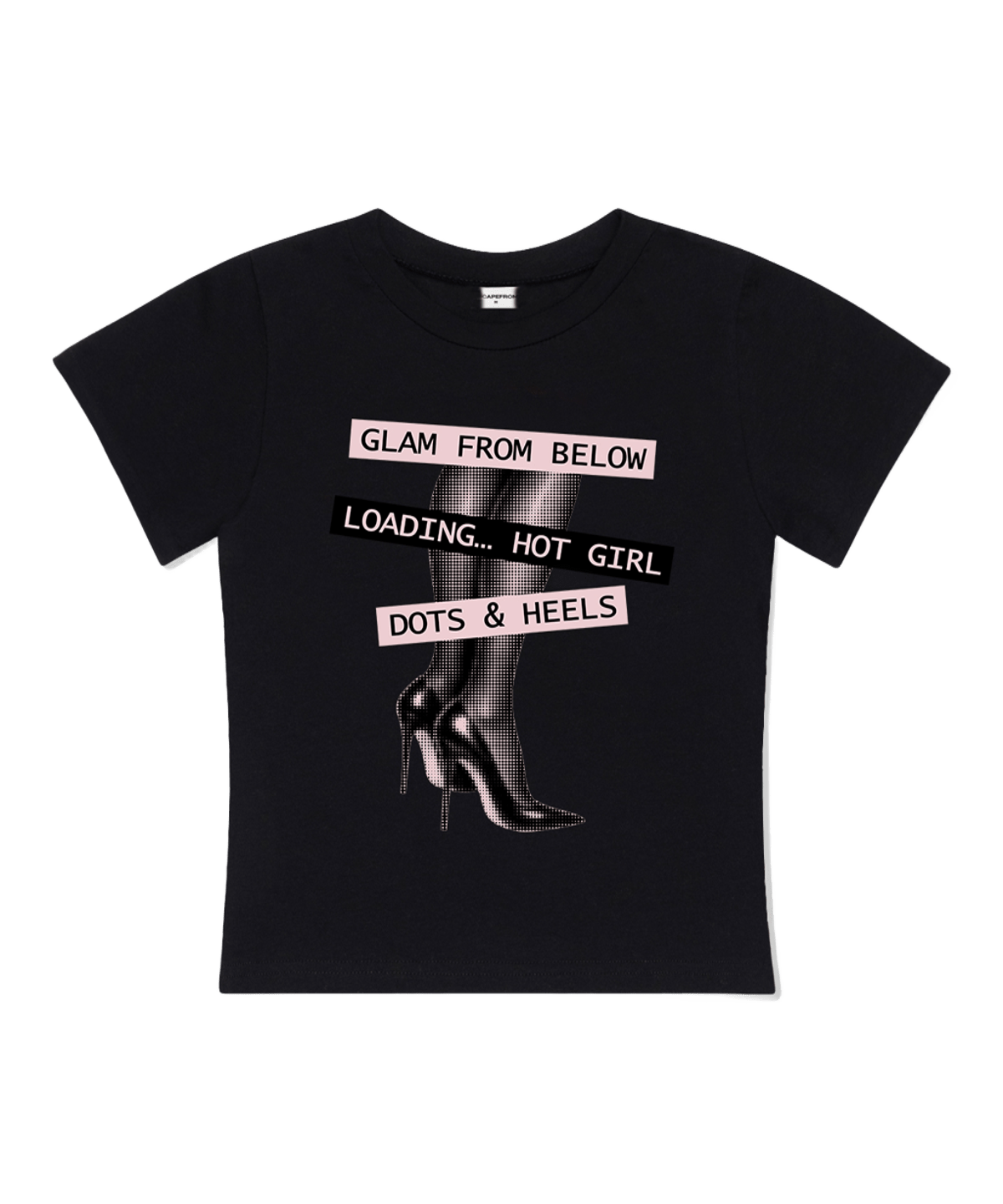 P261STS021BK pagesiisii Glam Print Slim Fit T-Shirt Black