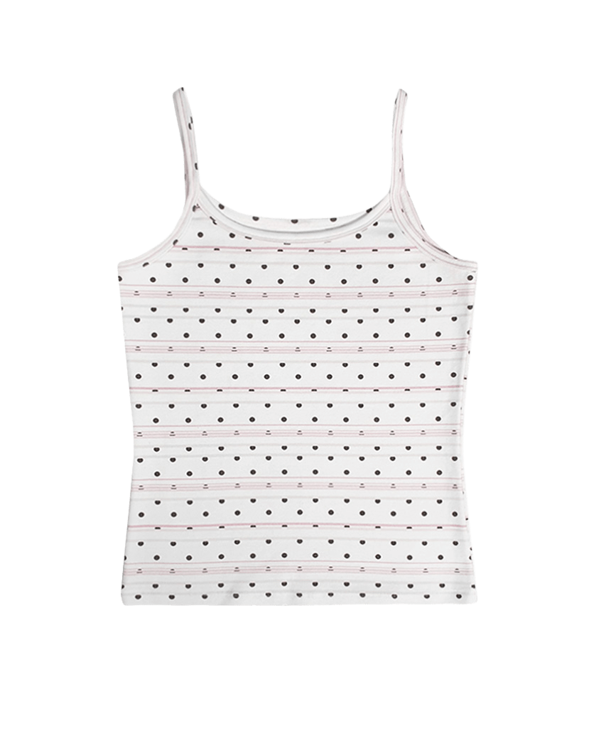E261SL007RR Escapefrom Dot Stripe All-Over Print Sleeveless Top Pink