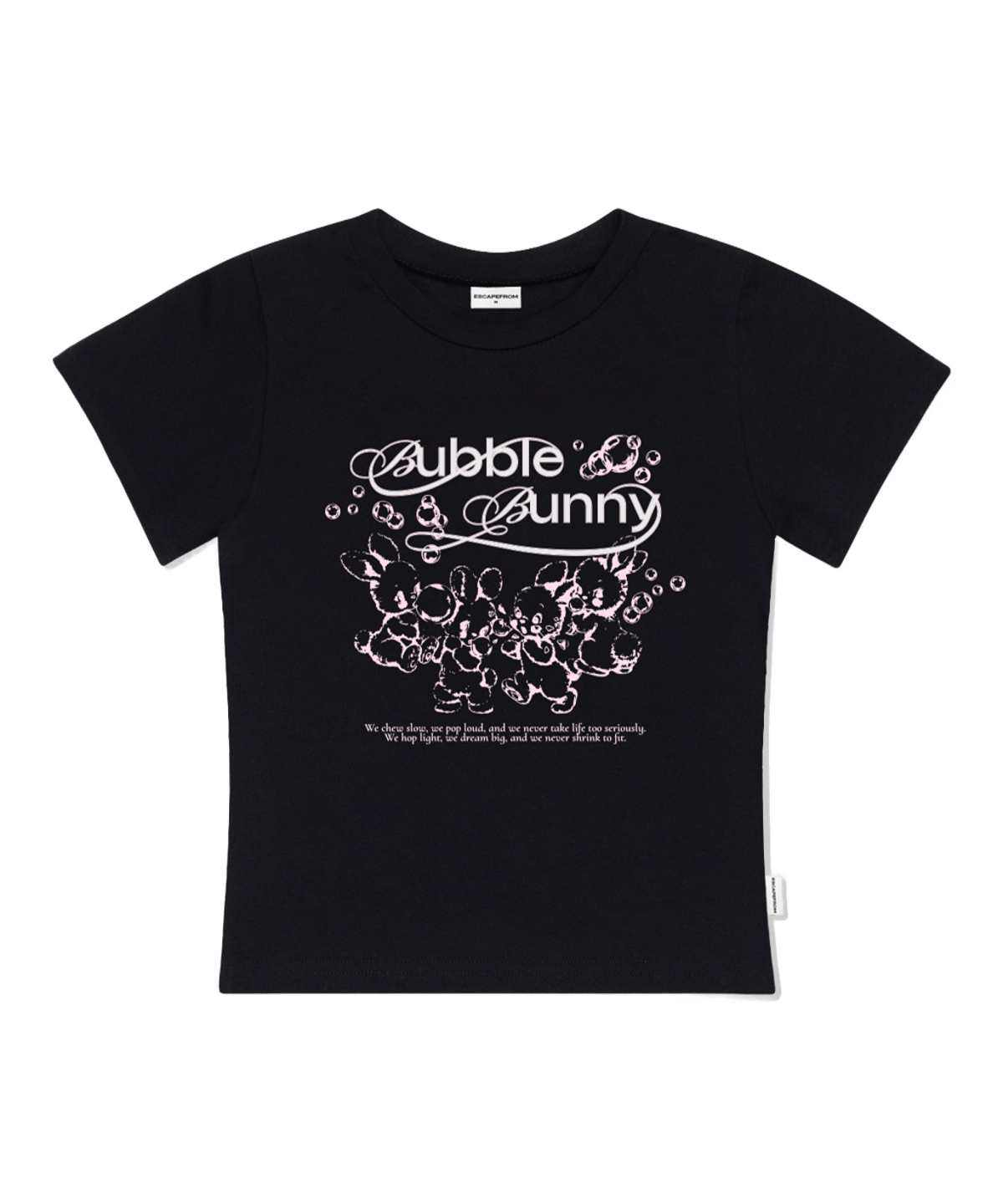 E261STS024BK Escapefrom Bubble Bunny Print Slim Fit T-Shirt Black