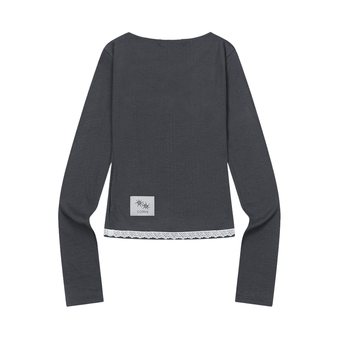 코이리스 라세 레이스 크로스 브이넥 긴팔 티 차콜(Coiris Rase Lace Cross V-Neck Long Sleeve T Charcoal) - 2
