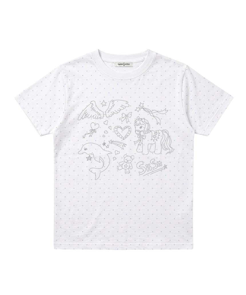 P261NTS007RR pagesiisii SiiSii Dreamy Drawing Print Dot Standard Fit T-Shirt Sky Blue