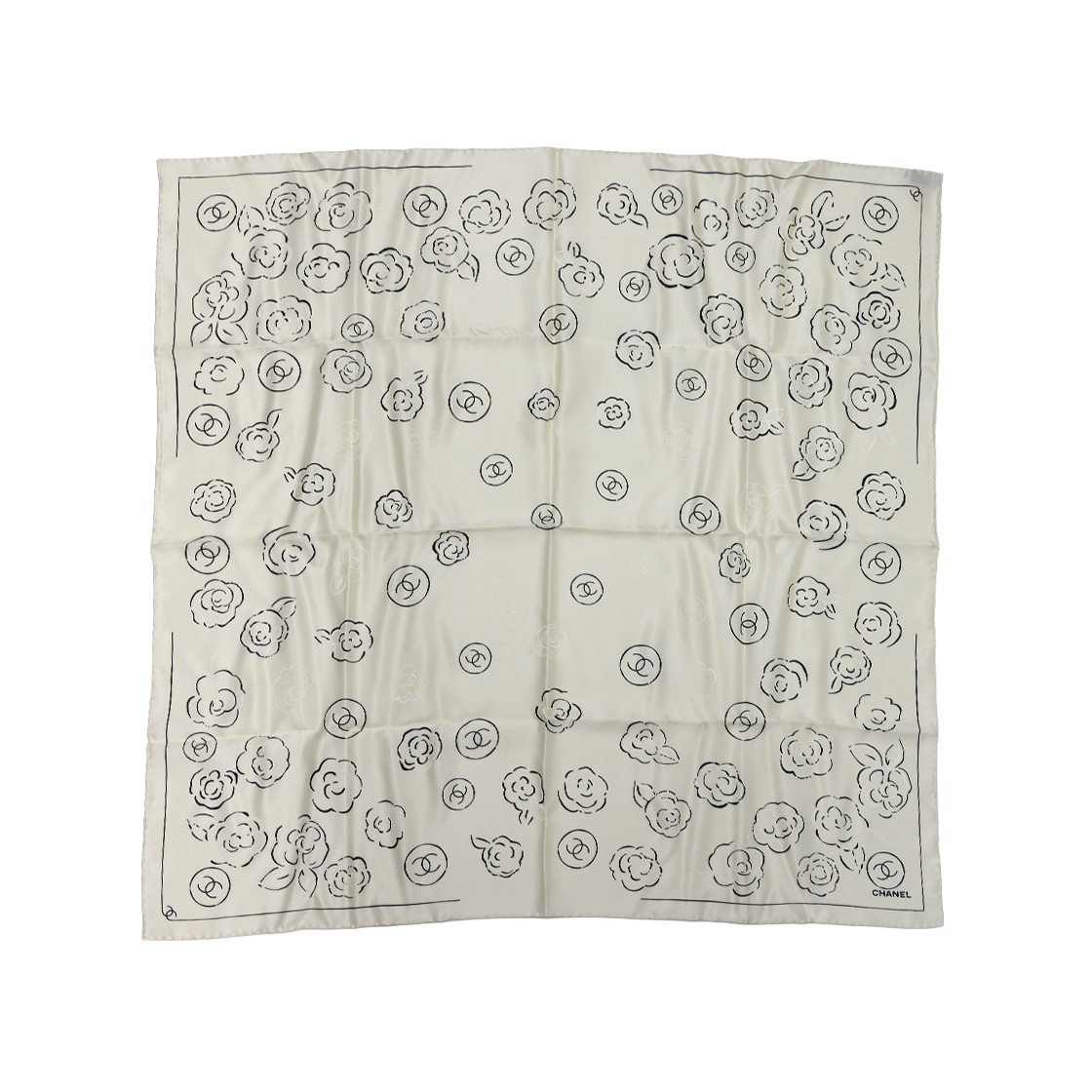 샤넬 실크 스카프 아이보리(Chanel Ivory Silk Scarf)