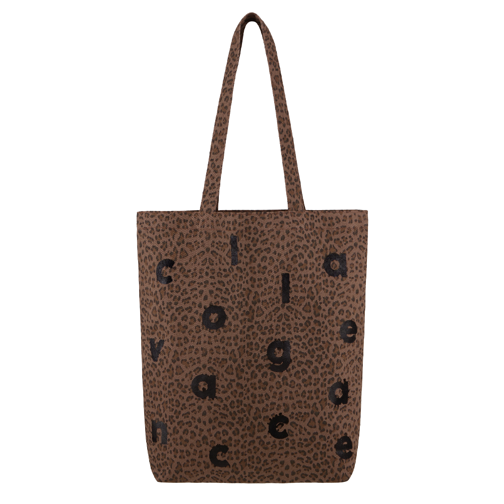 꼴라주바캉스 로고 알파벳 레오파드 코튼백 브라운(COLLAGEVACANCE Logo Alphabet Leopard Cotton Bag Brown)