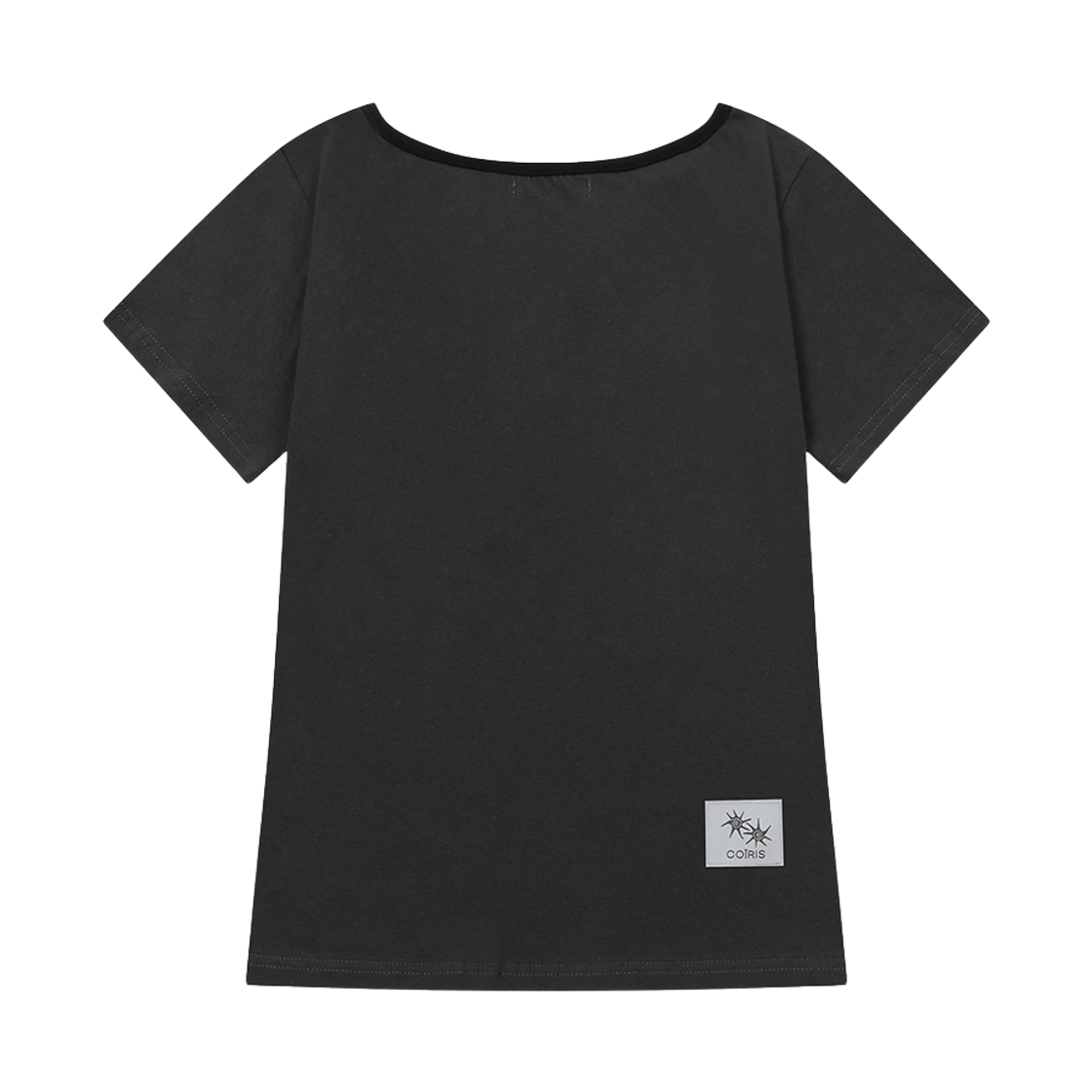 코이리스 로라 스몰 로고 원 숄더 반팔 티 차콜-블랙(Coiris Rora Small Logo One-Shoulder Half T Charcoal-Black) - 2