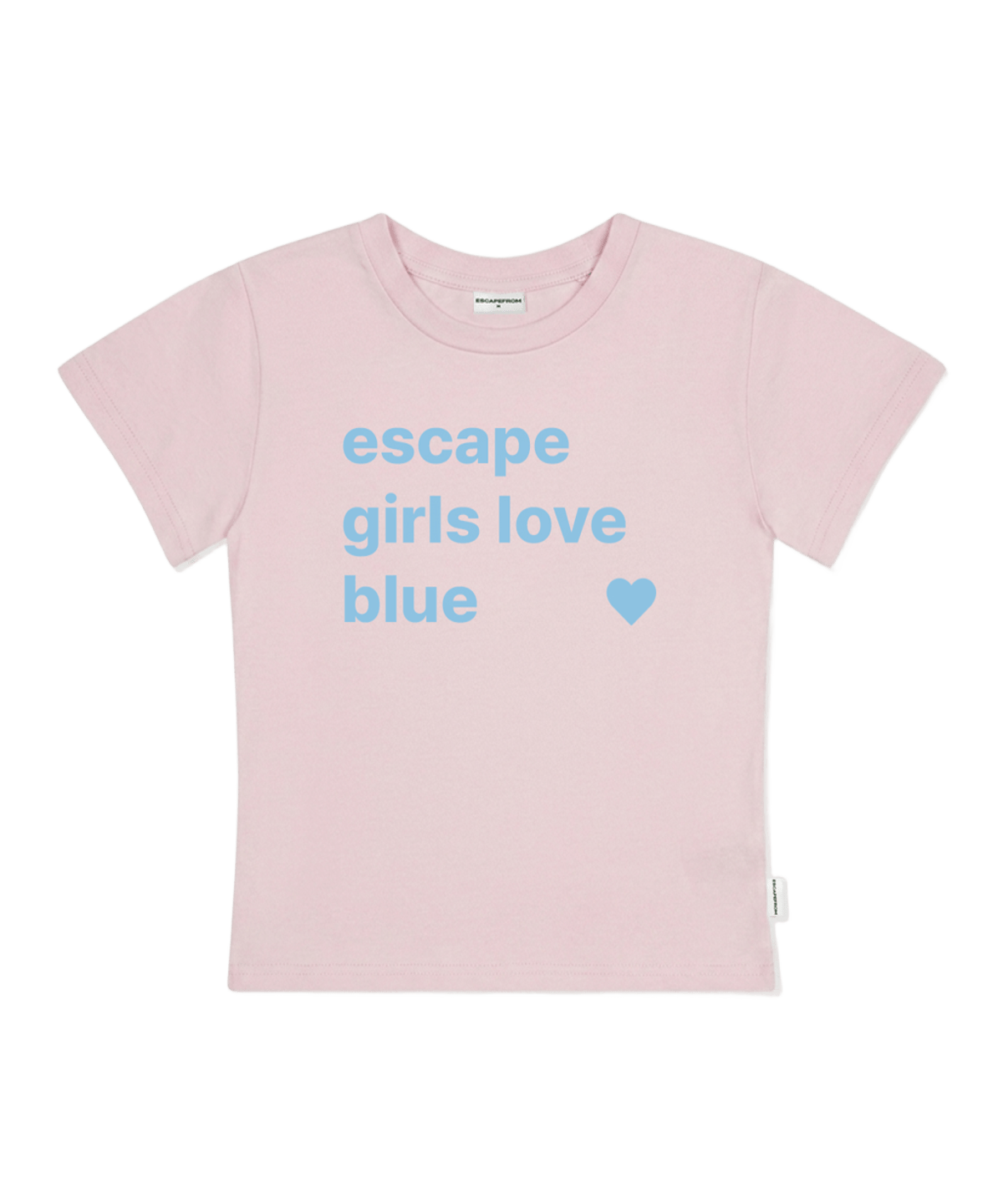 E261STS108PN Escapefrom Escape Girl Love Blue Print Slim Fit T-Shirt Pink