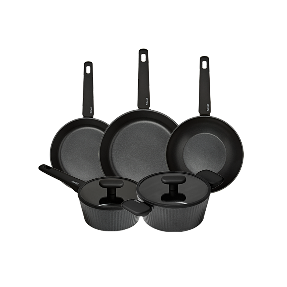 실바트 벨리나 단조 티타늄 인덕션 IH 프라이팬 세트 5종 , 자취필수 코팅팬세트(Silvat Vellina IH Forging Frying Pan Set of 5 (20 Pan + 28 Pan + 24 Wok + 18 Single-handle pot + 24 Double-handle pot))