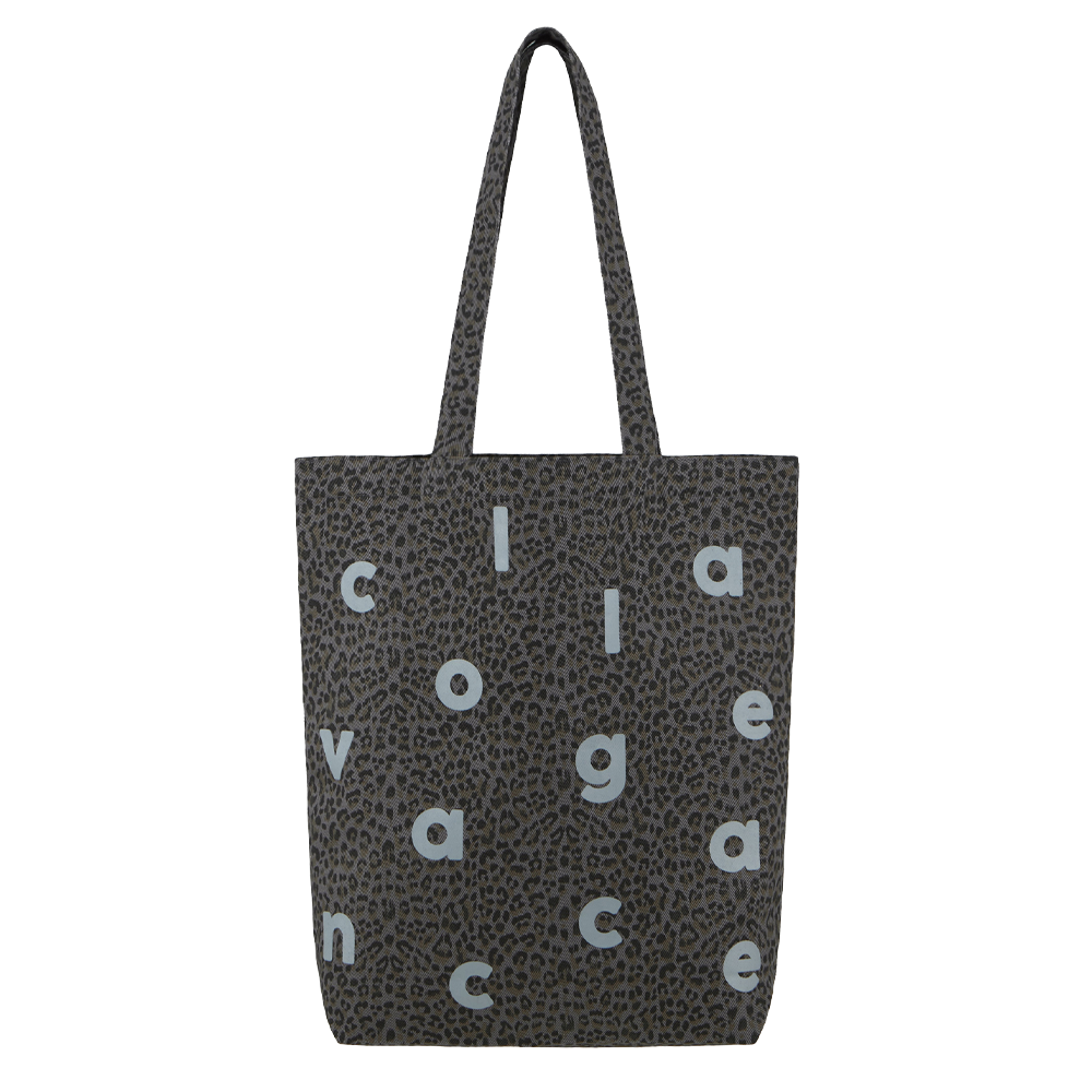 꼴라주바캉스 로고 알파벳 레오파드 코튼백 그레이(COLLAGEVACANCE Logo Alphabet Leopard Cotton Bag Gray) - 1