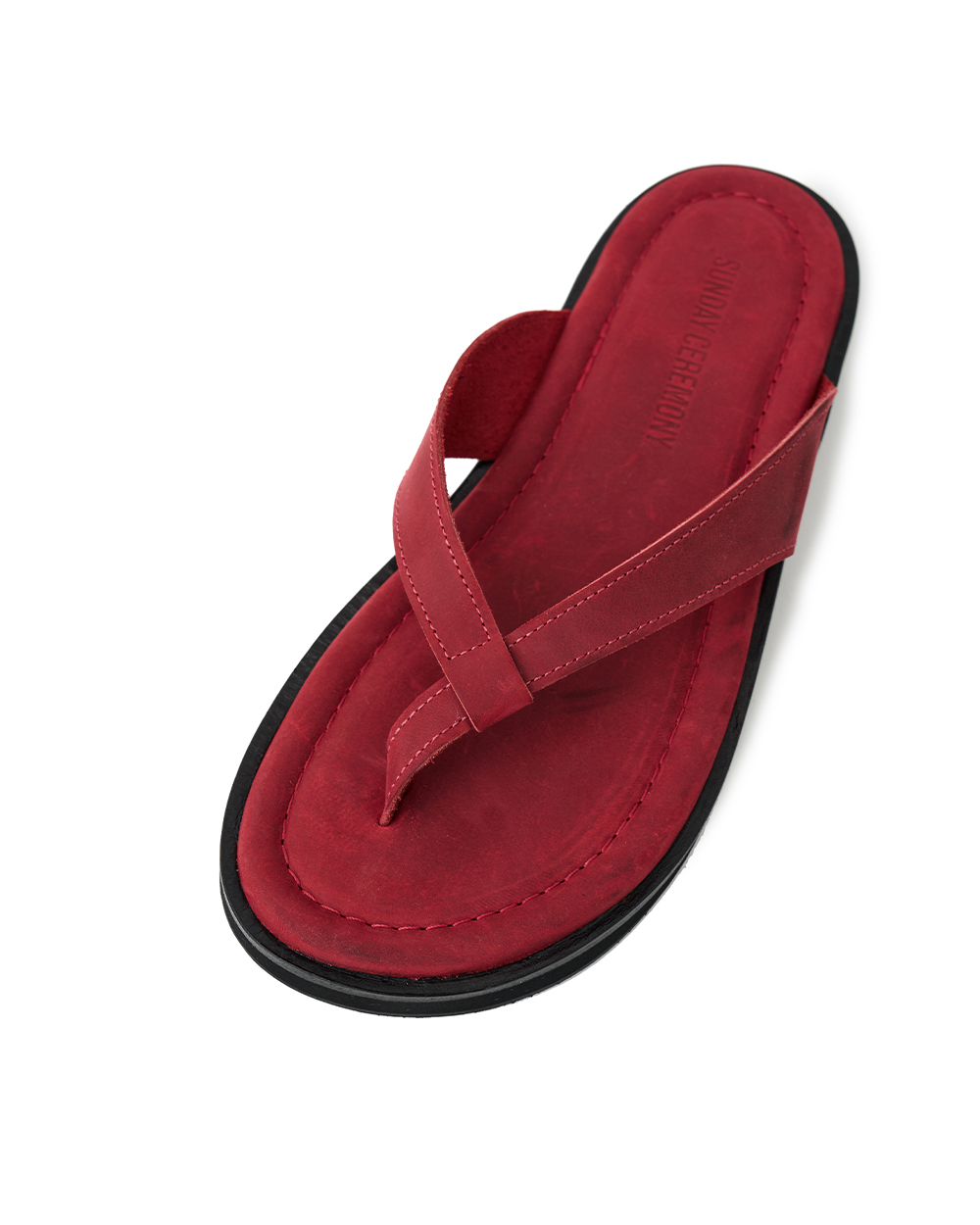 선데이세레머니 빈티지 레더 플립 플랍 - 레드(SUNDAY CEREMONY Vintage Leather Flip Flops - Red) - 4