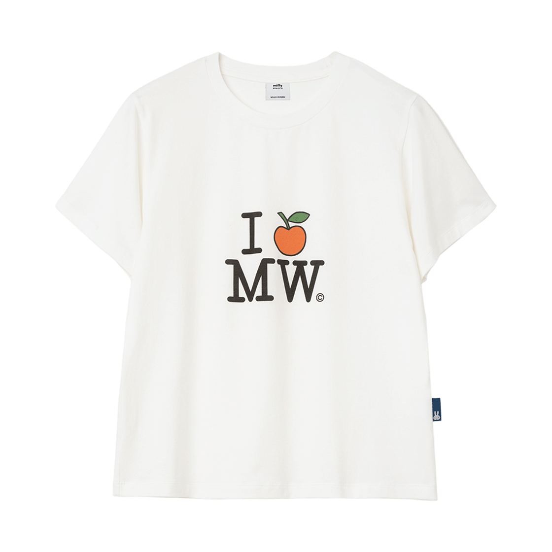 밀로 우먼 x 미피 I APPLE MW 티셔츠 아이보리(MILLO WOMEN x miffy I Apple MW T-Shirt Ivory)