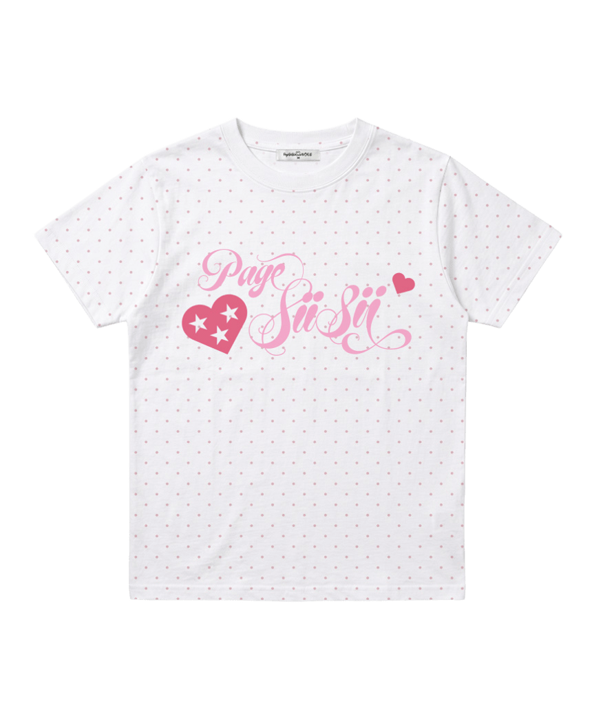 P261NTS005RR pagesiisii Star Heart Lettering Print Dot Standard Fit T-Shirt Pink
