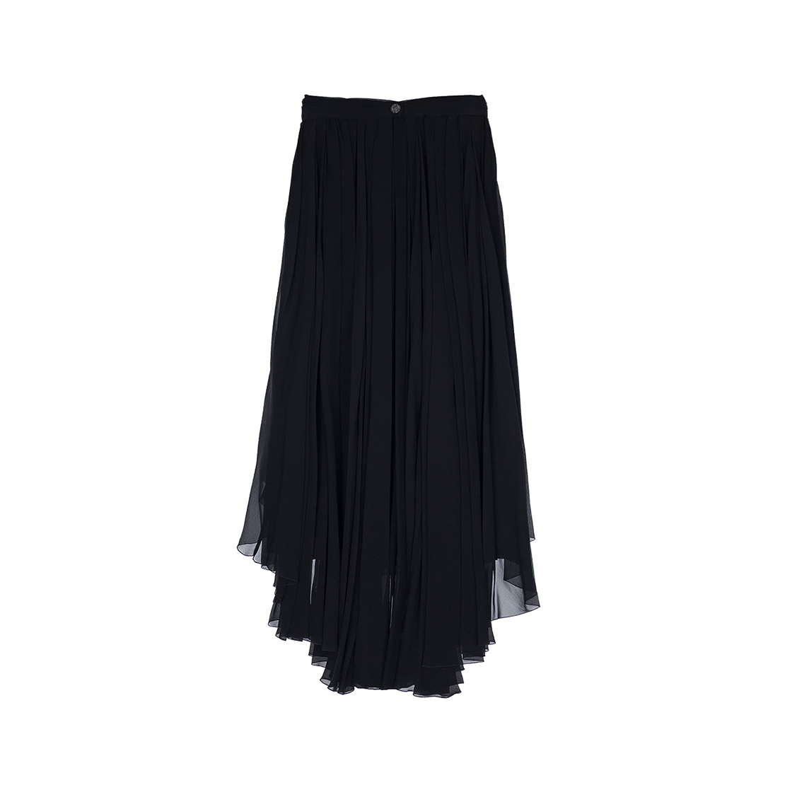 샤넬 20A 리본 러플 실크 스커트 38 블랙 (6ET0925)(Chanel 20A Ribbon Ruffle Silk Skirt Black (6ET0925)) - 1