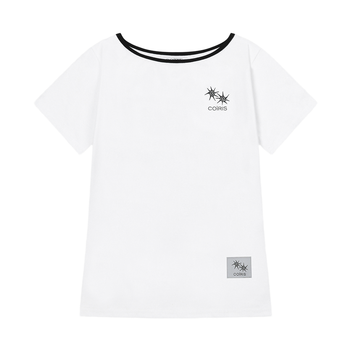 C-P00000HI Coiris Rora Small Logo One-Shoulder Half T White