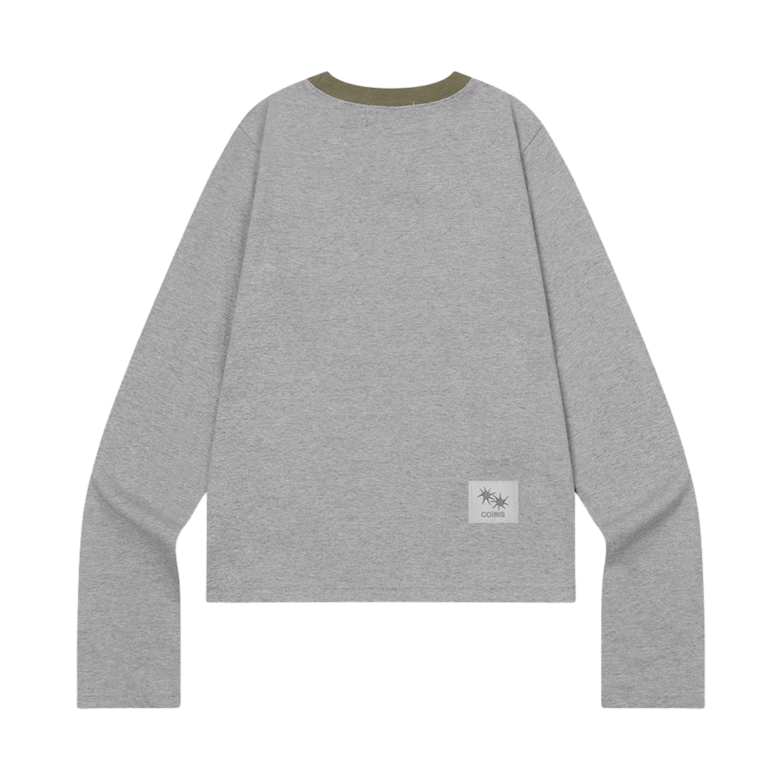 코이리스 로라 스몰 로고 라운드넥 배색 긴팔 티 그레이(Coiris Rora Small Logo Round Neck Long Sleeve T Gray) - 2