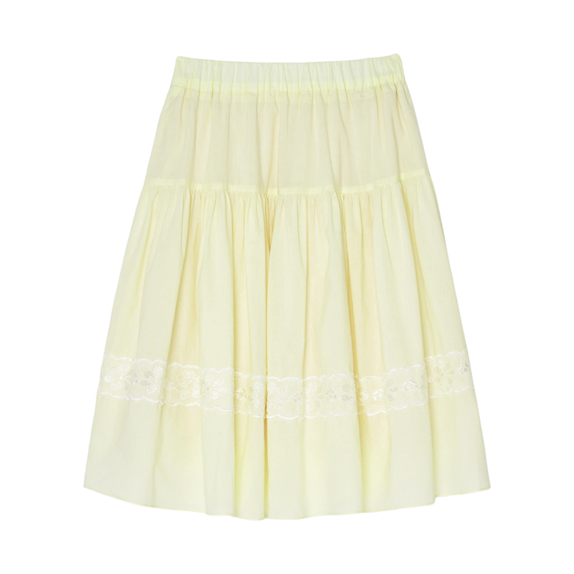 아이썸머리 블룸 레이스 미디 스커트 노랑(Bloom lace skirt -Yellow)