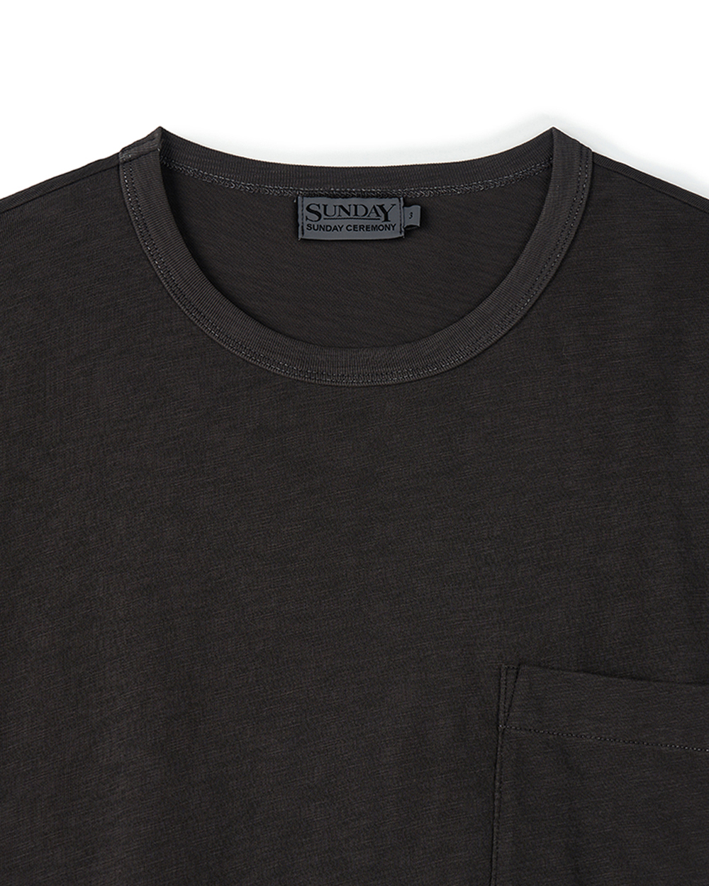 (M) 선데이세레머니 내추럴 다이드 베이직 슬럽 티 - 딥 차콜((M) SUNDAY CEREMONY Natural Dyed Basic Slub Tee - Deep Charcoal) - 3