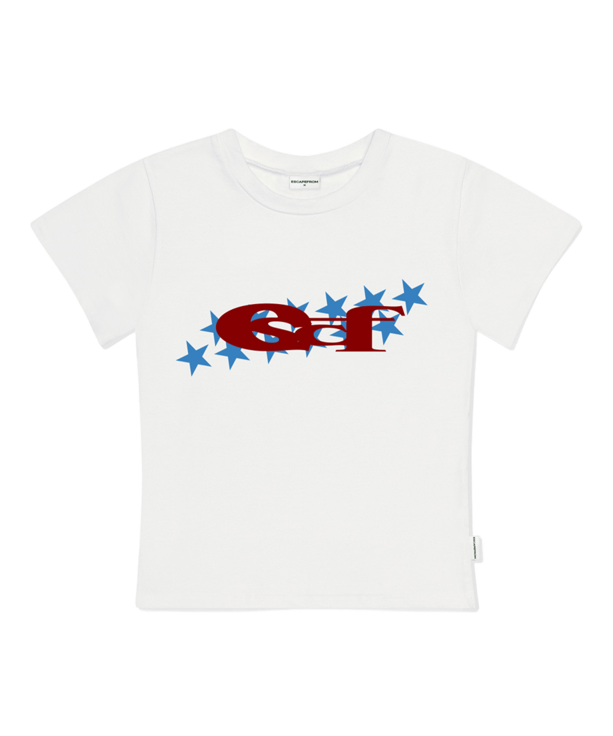 E261STS123IV Escapefrom Star ESCF Logo Collage Print Slim Fit T-Shirt Ivory