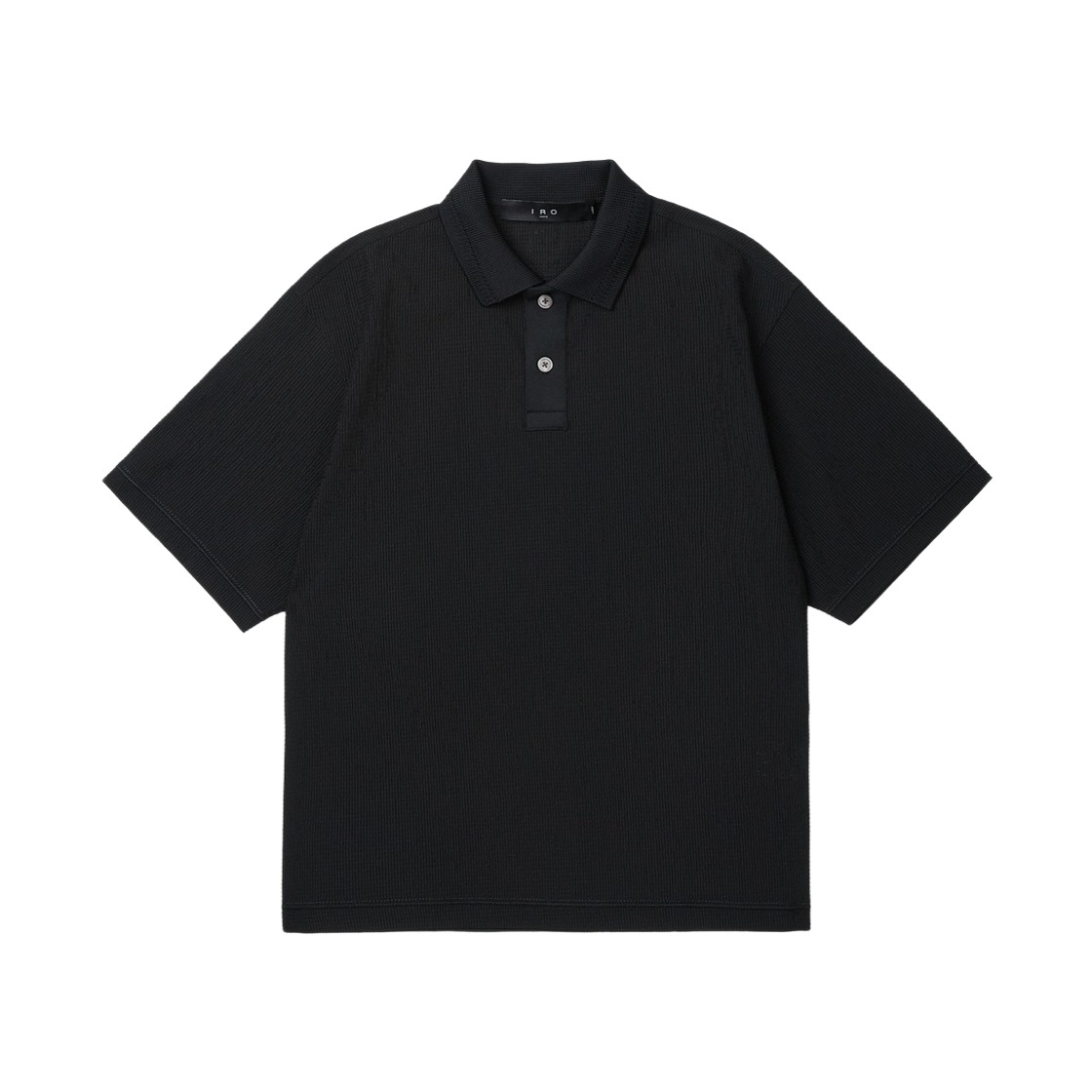 이로 온드라 시어서커 카라 반팔 티셔츠 블랙(Iro Ondra Seersucker Collar Short-Sleeve T-Shirt Black)