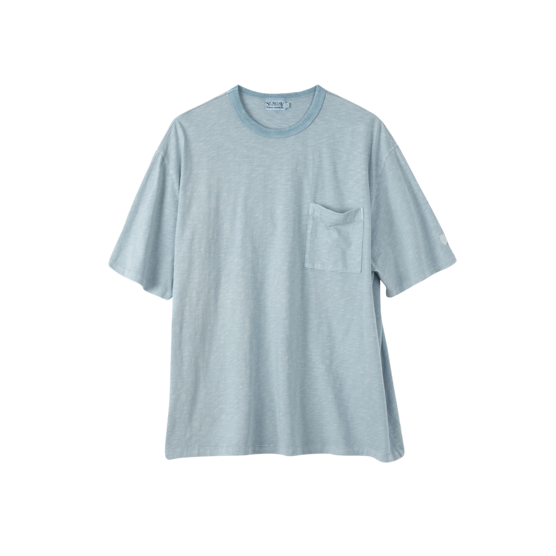 (M) 선데이세레머니 내추럴 다이드 베이직 슬럽 티 - 애쉬 인디고((M) SUNDAY CEREMONY Natural Dyed Basic Slub Tee - Ash Indigo)