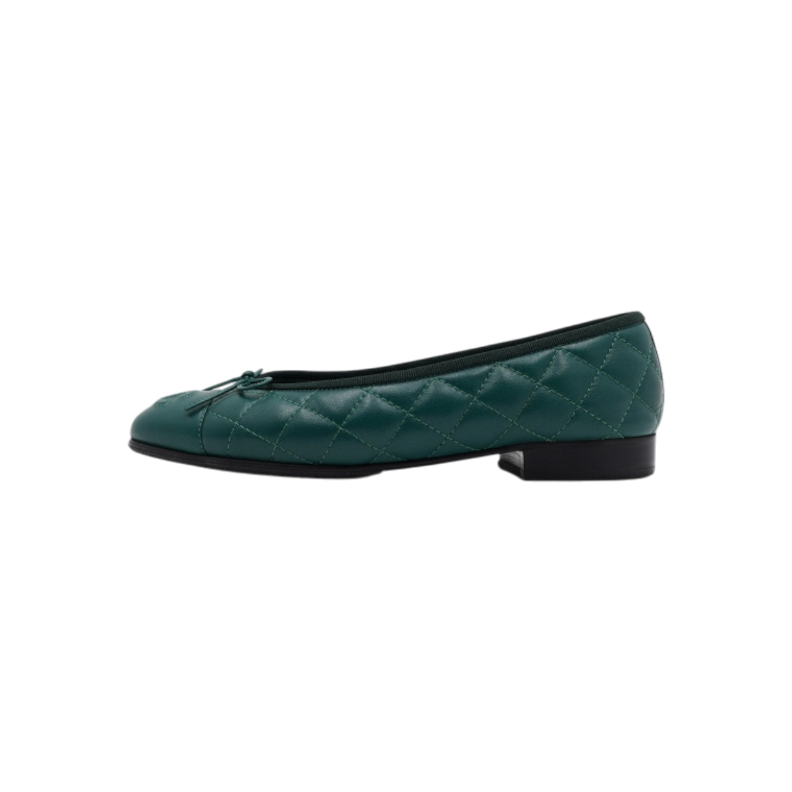 샤넬 G26250 그린 퀄팅 카프스킨 CC 로고 리본 발레리나 플랫슈즈aa64553(Chanel G26250 Green Quilted Calfskin CC Logo Ballerina Flats) - 1
