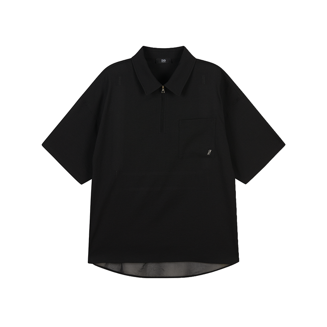 BI3TS309BK ZIOSONGZIO COLLECTION Half Zip Up Collared T Shirt Black