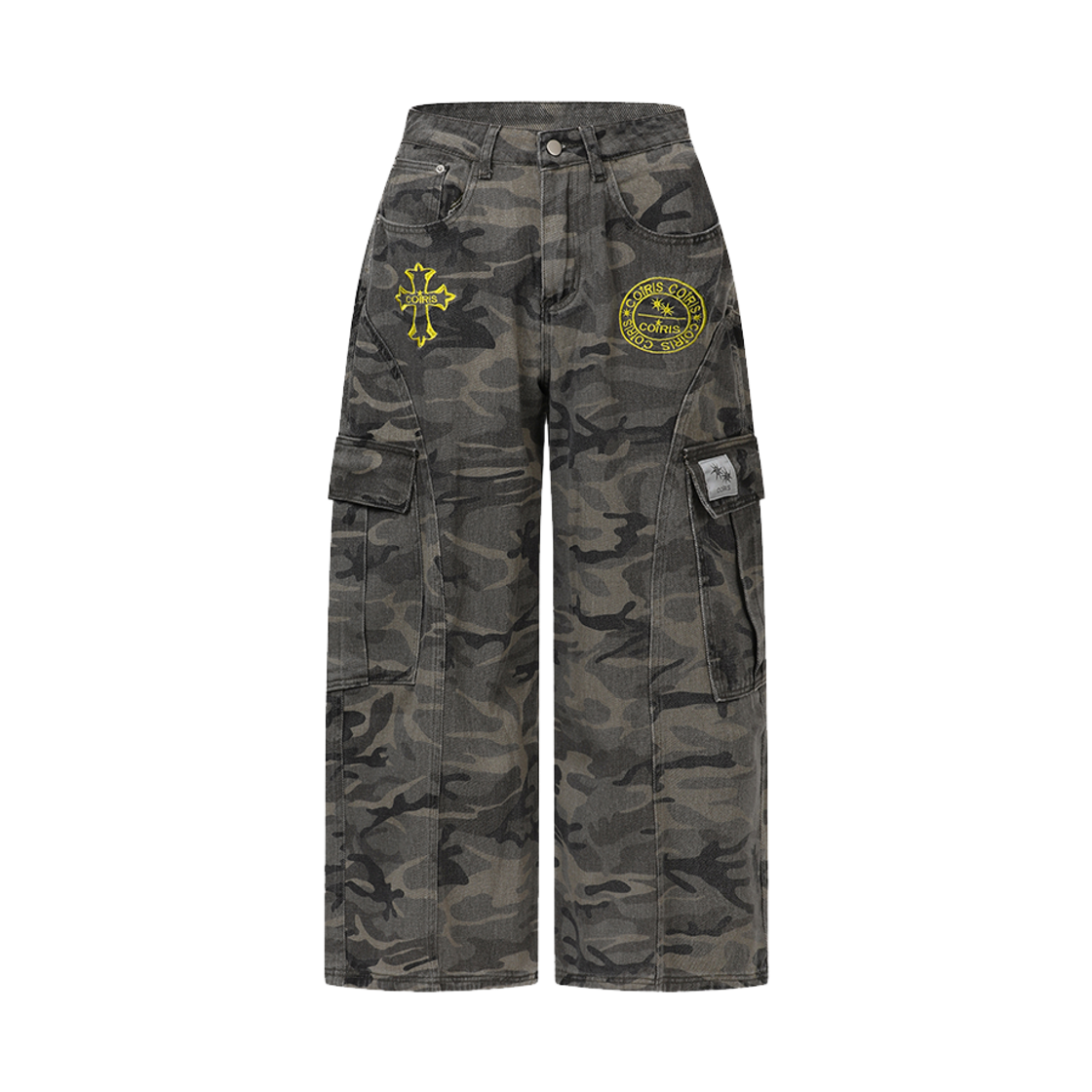 C-P00000ET Coiris Maon Camo Cargo Cotton Pants Unisex Khaki