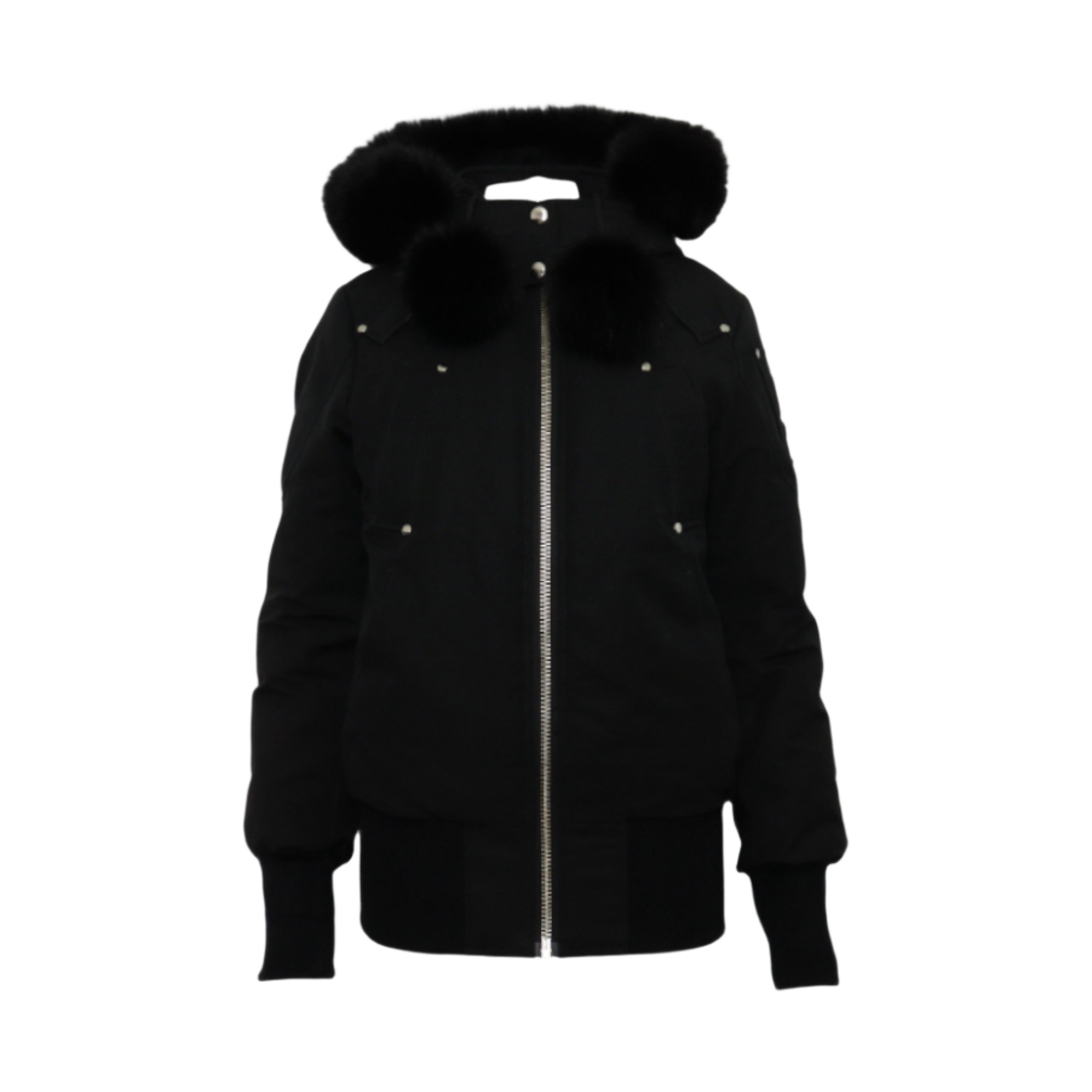 ITE5ATMLO7L5 Moose Knuckles Ballistic Bomber Black Fur Women's Padded Jacket