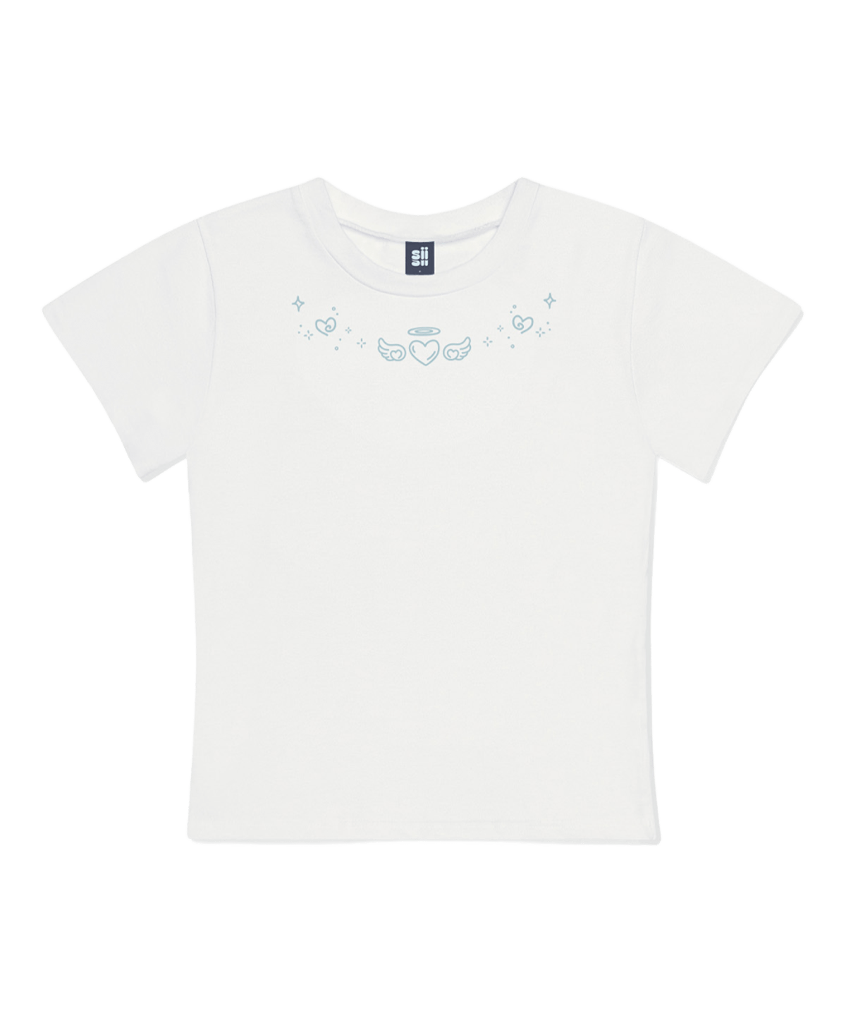 P261STS029IV pagesiisii Twinkle Angel Heart Print Slim Fit T-Shirt Ivory