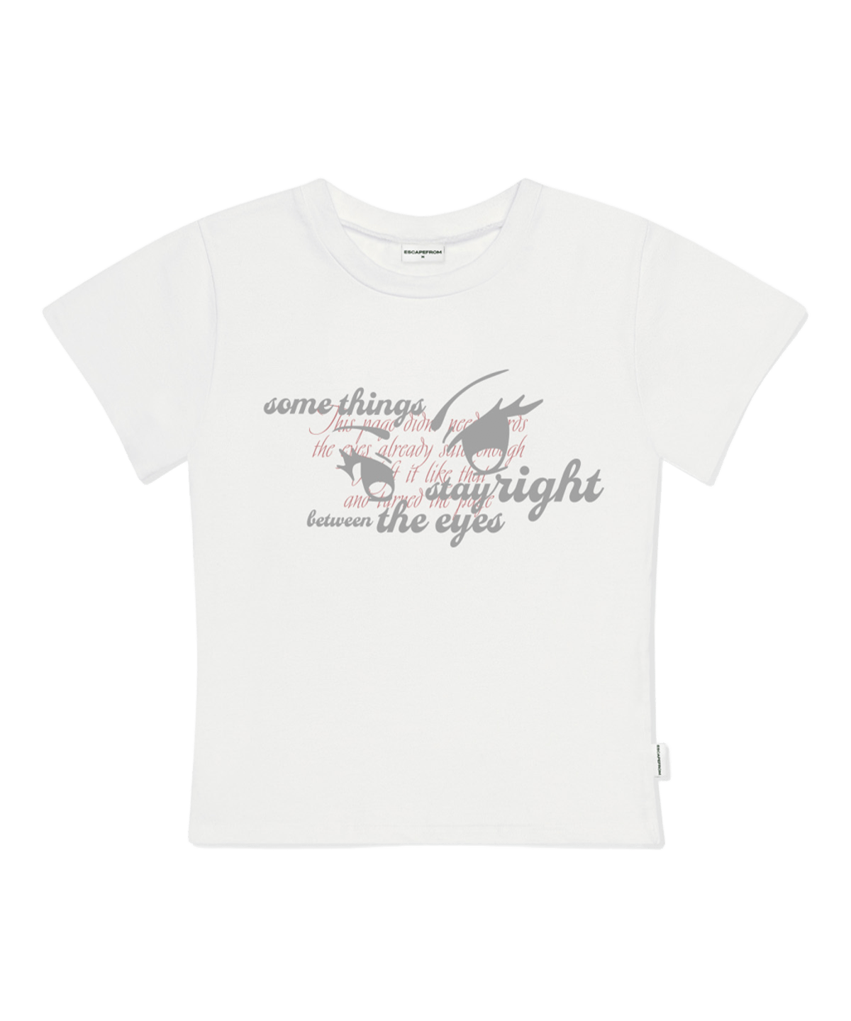 E261STS073IV Escapefrom Between Eyes Print Slim Fit T-Shirt Ivory