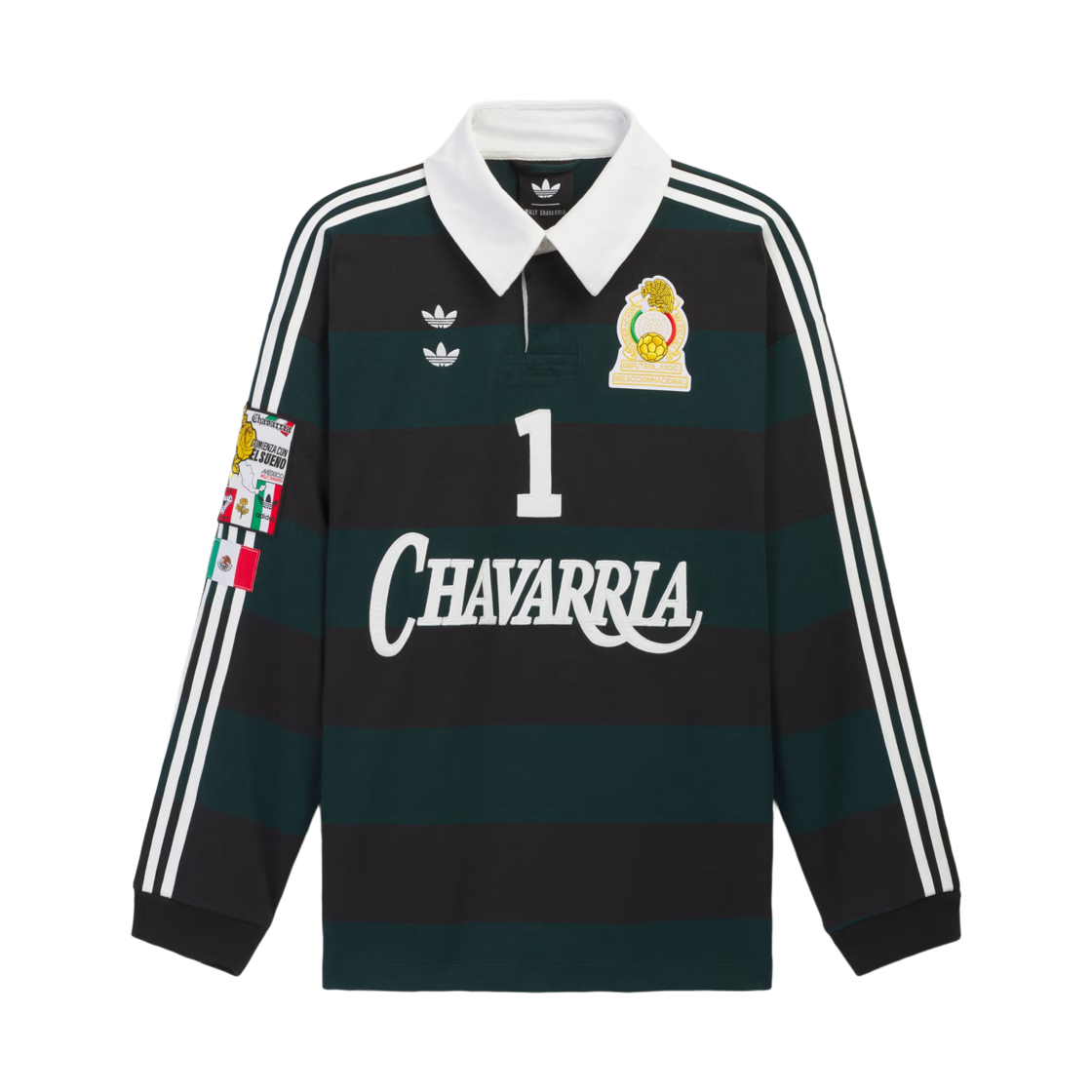 KV1977 Adidas x Willy Chavarria Long Sleeve Rugby T-Shirt Black Aurora Ivy - US Sizing