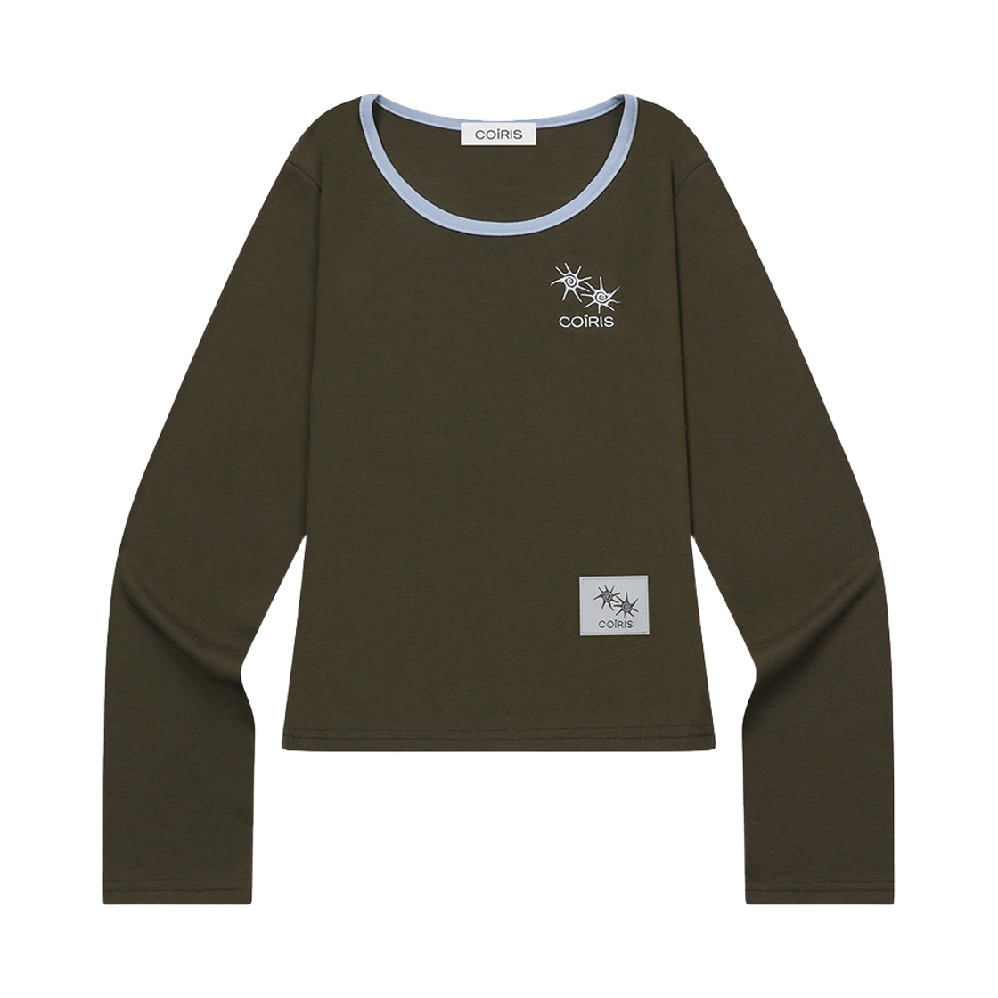C-P00000HK Coiris Rora Small Logo U-Neck Long-Sleeve T Khaki