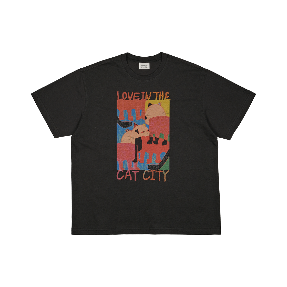 A-162 mmogarden W Love In The Cat City T-Shirt Black