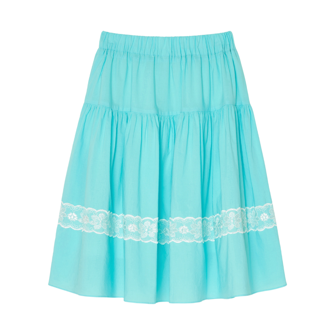 아이썸머리 블룸 레이스 미디 스커트 아쿠아블루(Isummerly Bloom lace skirt - Aqua blue)